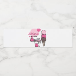 Vattenflaska för Ice Cream Scoop-Födelsedagsfest Vattenflaskor Etikett