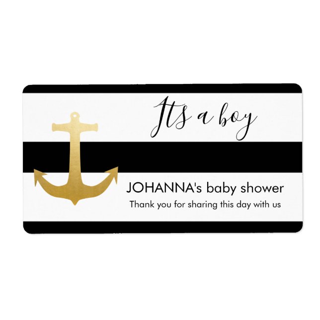 Vattenflaska för Nautisk Faux-guld-fästpunkt Fraktsedel (Framsidan)