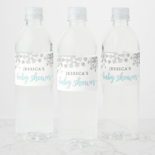 Vattenflaska för Winter Snowflake Baby Shower Vattenflaskor Etikett