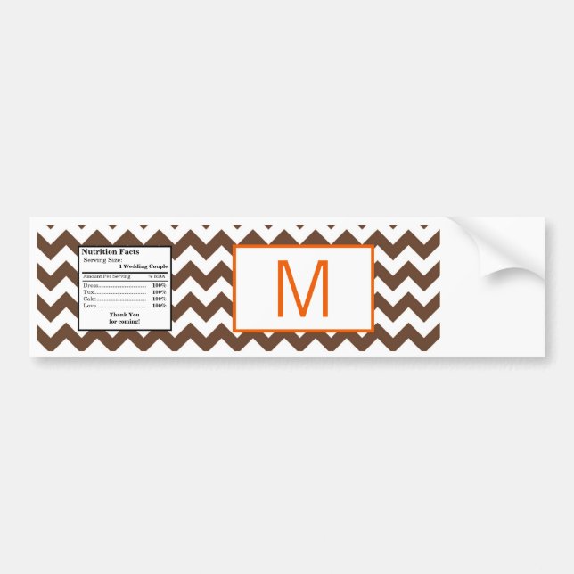 Vattenflaska Label Brown Orange Chevron Namn Bildekal (Framsidan)
