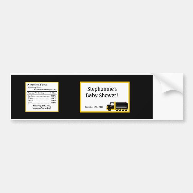 Vattenflaska Label Construction Black and Gult Bildekal (Framsidan)