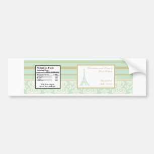 Vattenflaska Label Damask Paris Bildekal