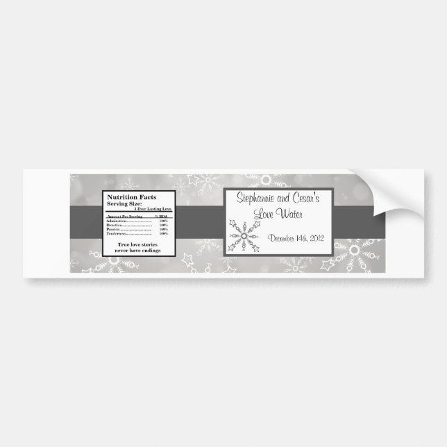 Vattenflaska Label Grått Snöflingor Bildekal (Framsidan)