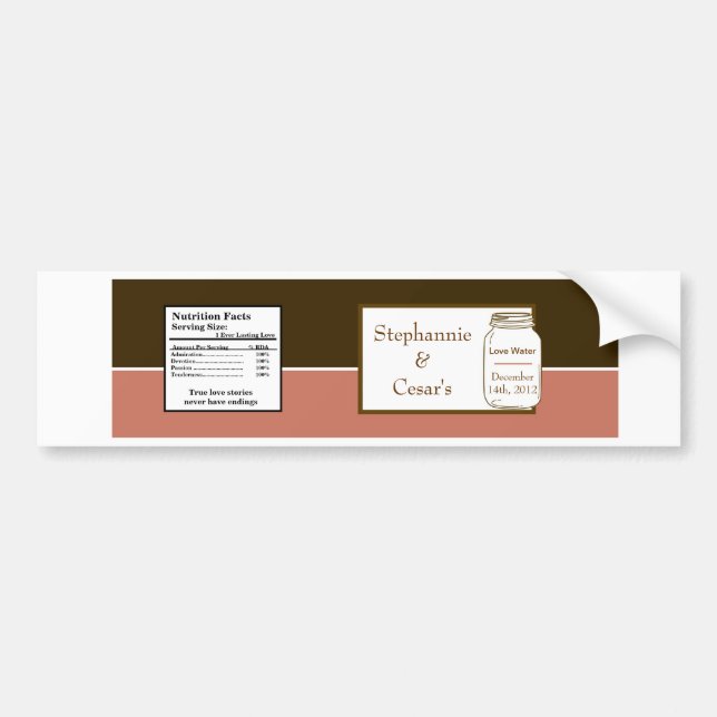 Vattenflaska Label Rosa/Brown Mason Burk Bildekal (Framsidan)