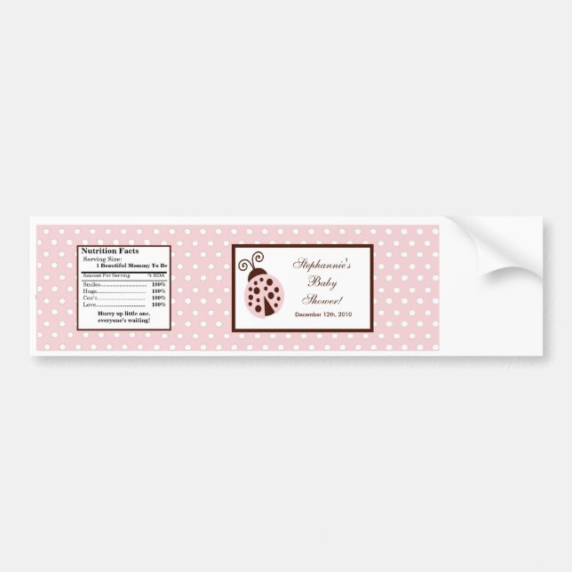 Vattenflaska Label Rosa Ladybug Bildekal (Framsidan)