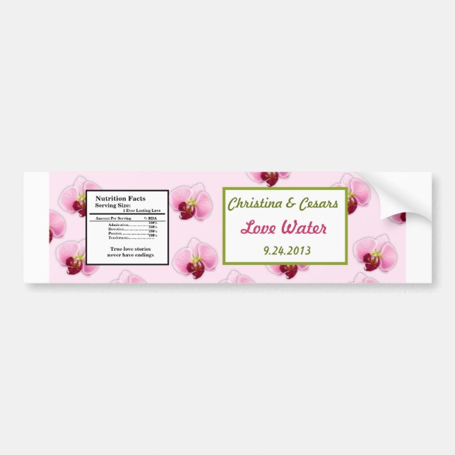 Vattenflaska Label Rosa Orchid Long Stem Flower Gr Bildekal (Framsidan)