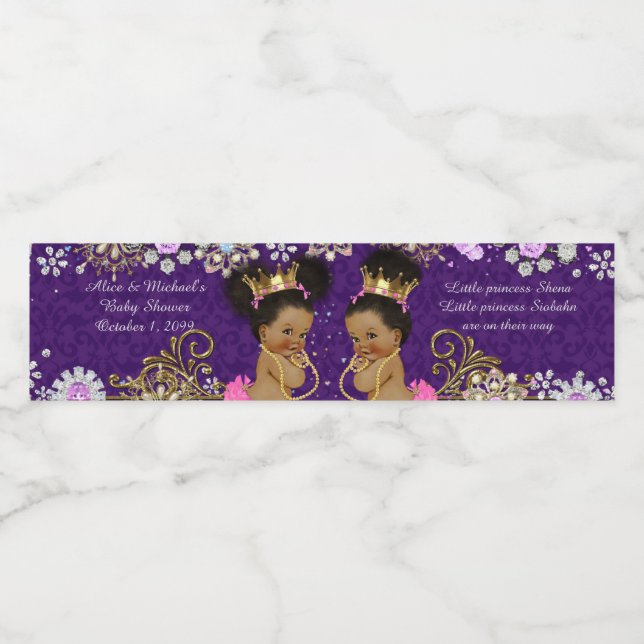 Vattenflaska Label twin african, etnic,lila Vattenflaskor Etikett (Singel etikett)