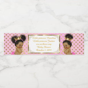 Vattenflaska Label twin Girl,african, etnic,rosa Vattenflaskor Etikett