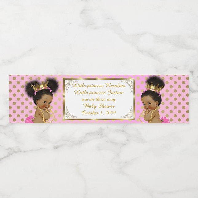 Vattenflaska Label twin Girl,african, etnic,rosa Vattenflaskor Etikett (Singel etikett)