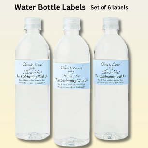 Vattenflaska Labels - Blue Peony Bröllop Etikett