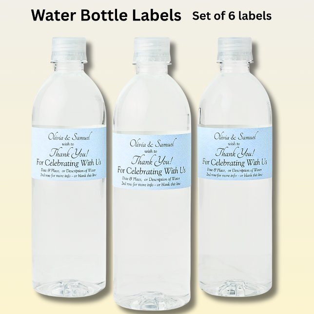 Vattenflaska Labels - Blue Peony Bröllop Etikett (Skapare uppladdad)