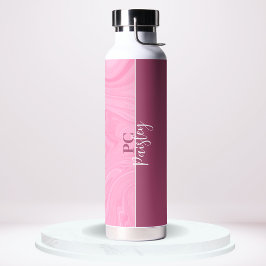 Vattenflaska - Monogram Rosa Marmor Två Toner