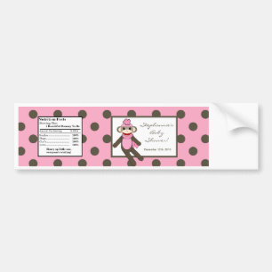 Vattenflaska Rosa Sock monkey Bildekal