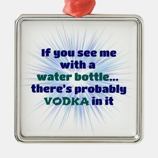 Vattenflaska VODKA Gift FUNNY Julgransprydnad Metall (Framsidan)
