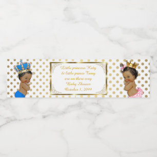 Vattenflaskaetikett, tvilling- baby shower, vattenflaskor etikett