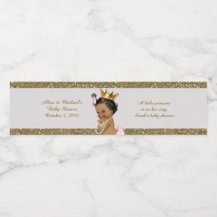 Vattenflaskaetiketter, Sarahs baby shower, vitguld Vattenflaskor Etikett