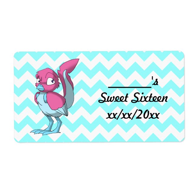 Vattenflaskan Berry Yogurt/Ice Blue Reptilian Bird Fraktsedel (Framsidan)