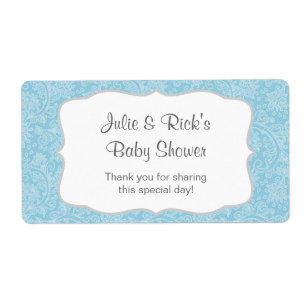 Vattenflaskan Blue Damask Favor - anpassa den! Fraktsedel