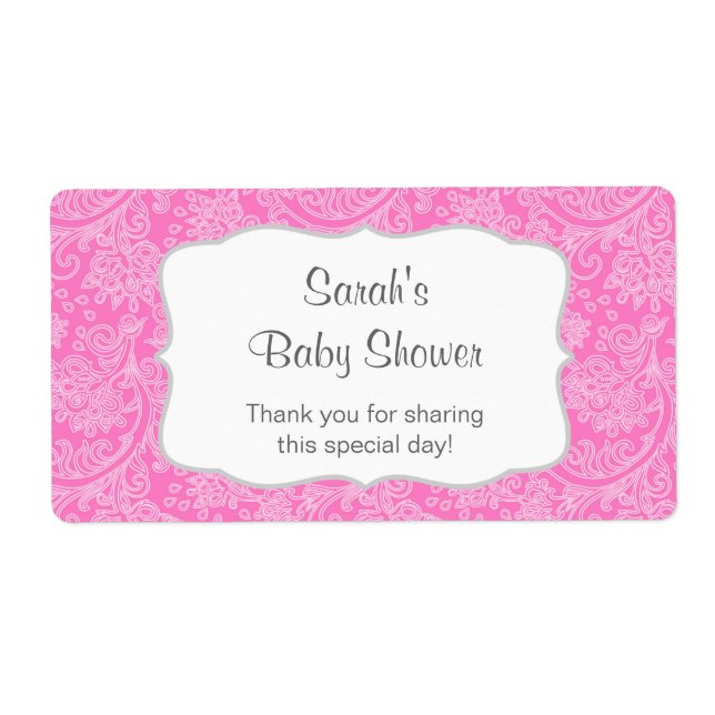 Vattenflaskan för shock rosa Damask - anpassa Fraktsedel (Framsidan)