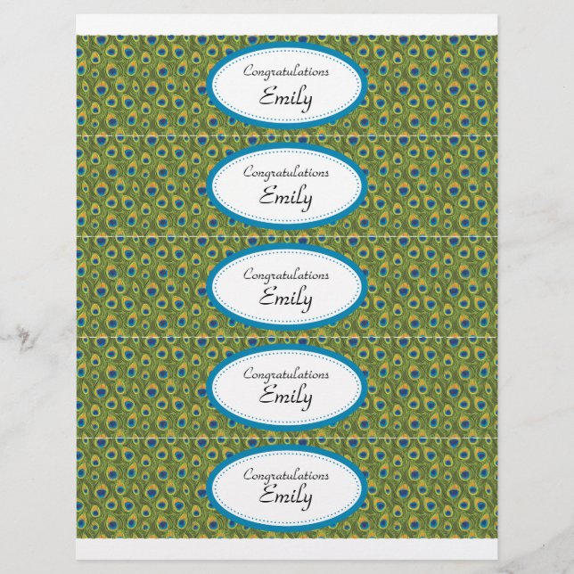 Vattenflaskans etiketter | Turkos- och peacock-uts Reklamblad (Framsidan)