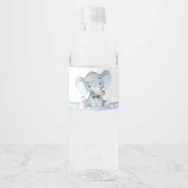 Vattenflasketiketter för baby shower med elefantpo vattenflaskor etikett