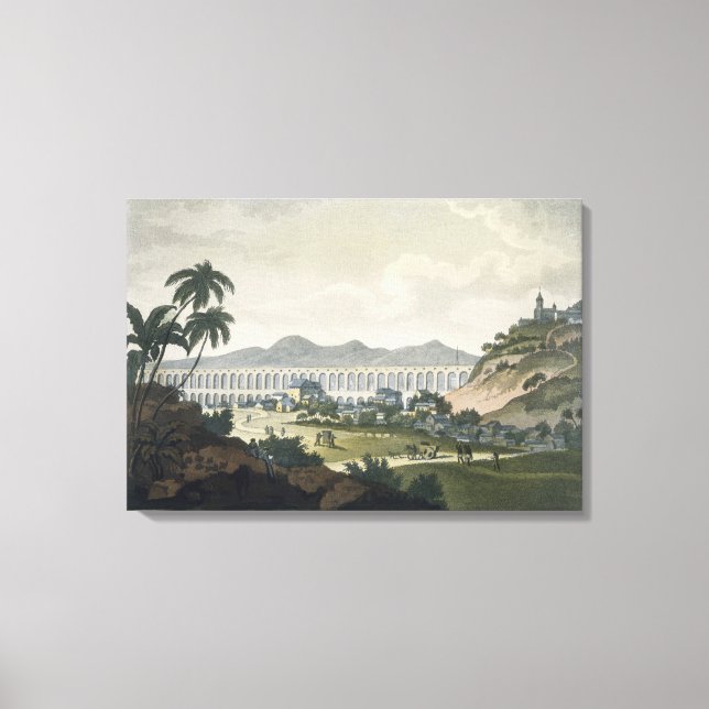 Vattenfoten i Rio de Janeiro (färg-engrave) Canvastryck (Framsida)