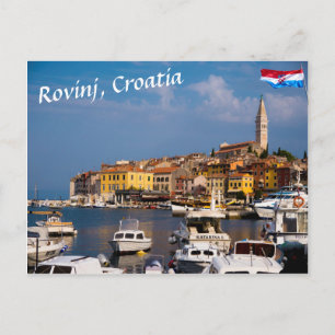 Vattenfronten i Rovinj, Kroatien Vykort