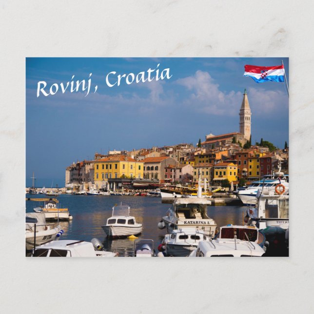 Vattenfronten i Rovinj, Kroatien Vykort (Framsida)