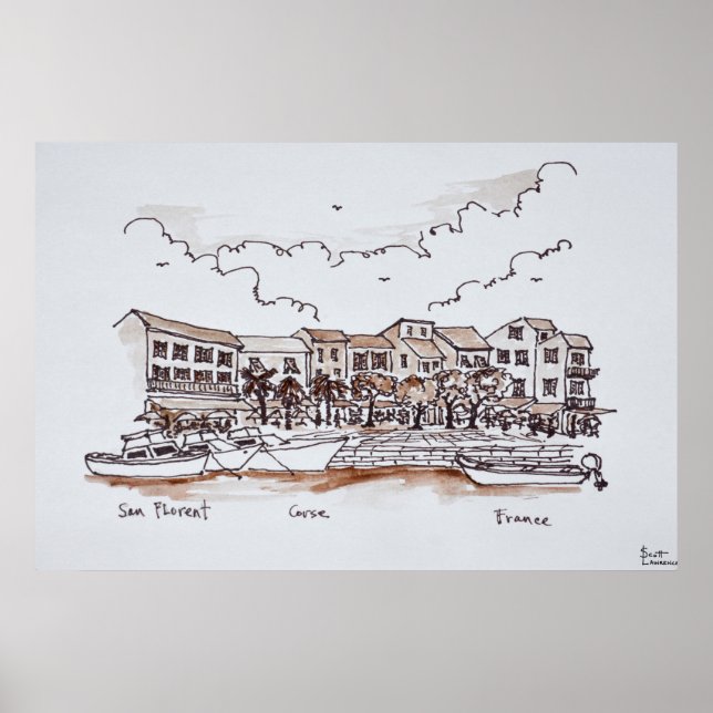 Vattenfrontshamn, Saint-Florent | Korsika, Frankri Poster (Framsidan)