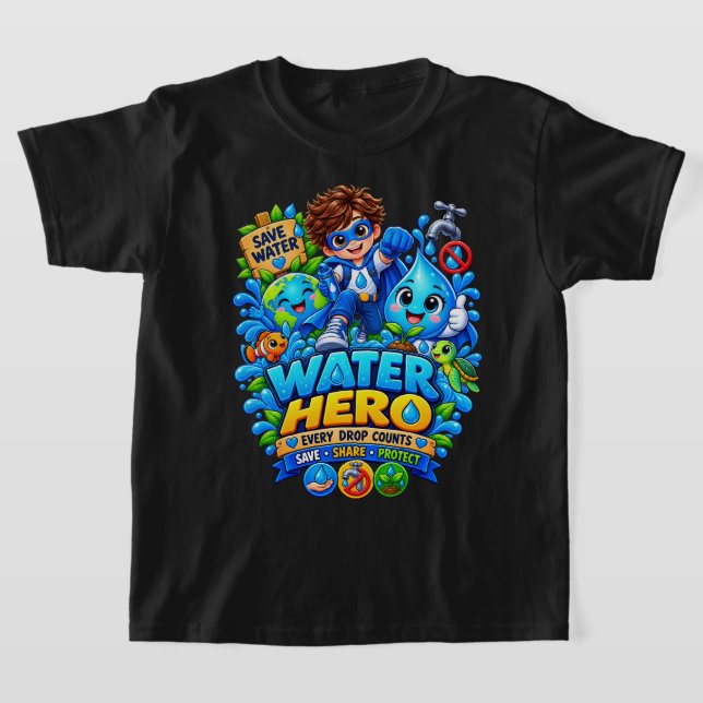 Vattenhjälte Spara Vatten Barn T-Shirt (Laydown)