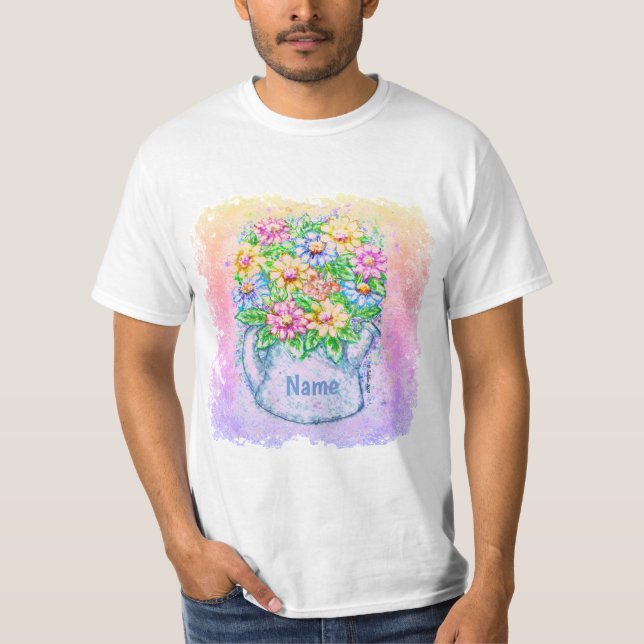 Vattenkanna Blommor T Shirt (Framsida)
