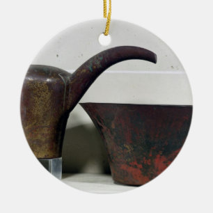 Vattenkanna och handfat (förkoppra), julgransprydnad keramik