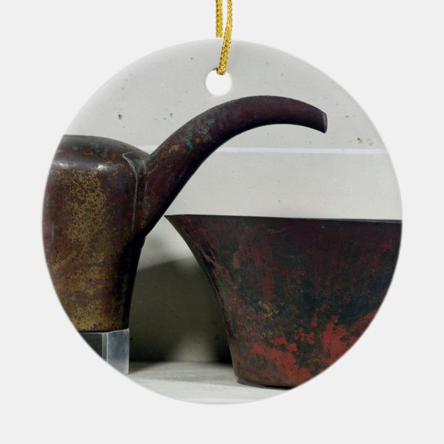 Vattenkanna och handfat (förkoppra), julgransprydnad keramik (Framsidan)