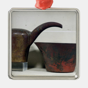 Vattenkanna och handfat (förkoppra), julgransprydnad metall