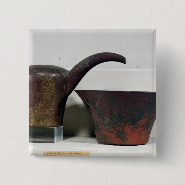 Vattenkanna och handfat (förkoppra), knapp (Framsida)