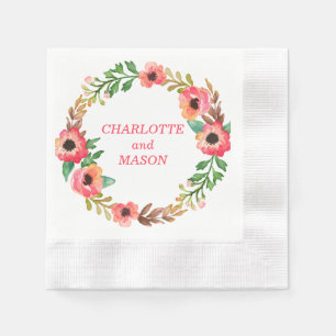 VATTENKOLOR BLOMMIGT cocktail napkin Pappersservett