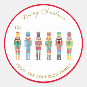 VATTENKOLOR CHRISTMAS NUTCRACKER GIFT STICKER RUNT KLISTERMÄRKE