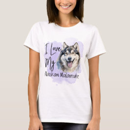 VATTENKOLOR I KÄRLEK MY ALASKAN MALAMUTE HUND T SHIRT