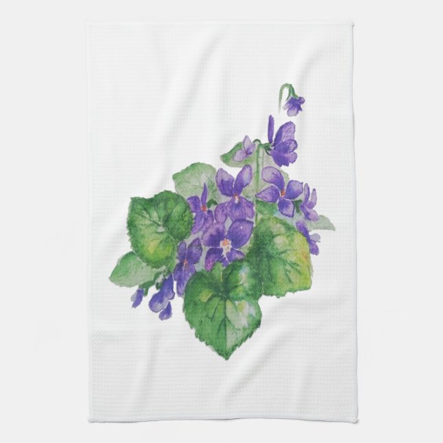 VATTENKOLOR Lila Violet Flower Kökshandduk (Vertikal)