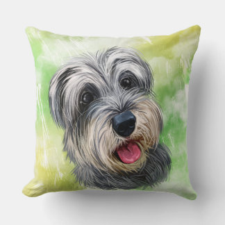 VATTENKOLOR MINIATURE SCHNAUZER HUND ANSIKTE KUDDE