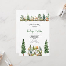 VATTENKOLOR NATURAL Woodland FOREST BabySHOWER