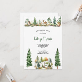 VATTENKOLOR NATURAL Woodland FOREST BabySHOWER Inbjudningar
