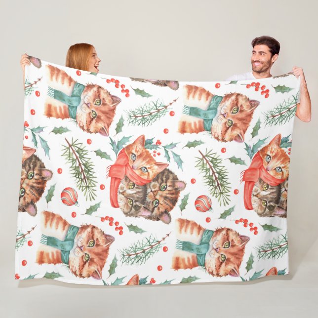 VATTENKOLOR ORANGE & BROWN TABBY KATT ANSIKTE FLEECEFILT (På plats)