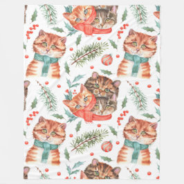 VATTENKOLOR ORANGE & BROWN TABBY KATT ANSIKTE FLEECEFILT