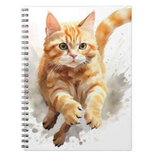 VATTENKOLOR ORANGE TABBY KATT ANTECKNINGSBOK