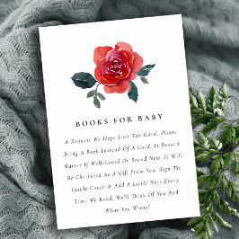 VATTENKOLOR RÖD ROS FLORA BOK BABY SHOWER TILLÄGGSKORT
