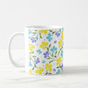 Vattenkröda Gult Vattenfärgsfärgstems Blommigt för Kaffemugg