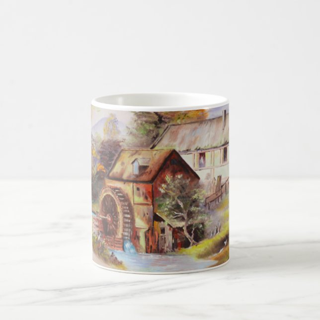 Vattenkvarn och flod kaffemugg (Center)