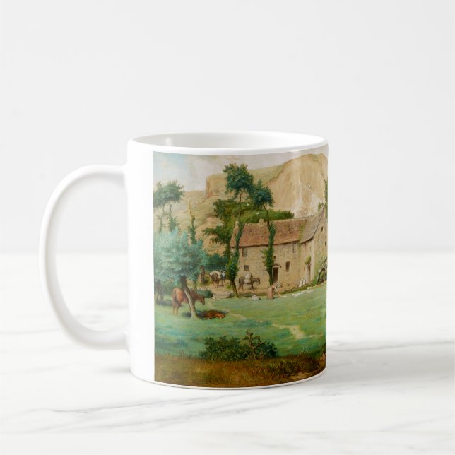 Vattenkvarn vid foten av ett berg kaffemugg (Vänster)