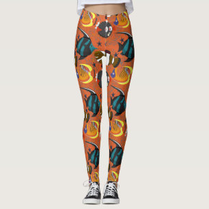 Vattenlevande djur mönster   hav undervattensliv 4 leggings